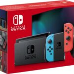 Nintendo Switch-Konsole mit roter und blauer Neon V3 Wireless Joy-Con