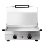 Krampouz Style Doppelte elektrische Plancha aus Edelstahl, 2500 W, schwarzer Edelstahl